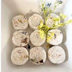 Handcrafted moisturizing patchouli sandalwood rose dried floral bath bombs